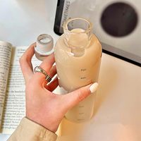 Bouteille d'eau en verre borosilicate haute résistance, étanche, avec logo personnalisé, durable, pour café, thé, lait, gobelet avec marqueur de temps, bouchon en verre