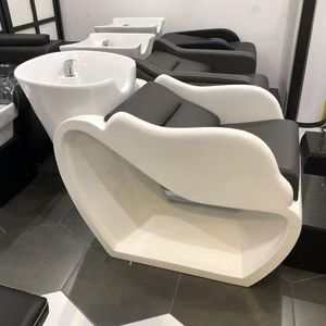 Sillón de Peluquería de Diseño Moderno y Duradero con Lavabo de Cerámica para Barbería, Spa y Hotel, Mueble de Salón en Cuero PU - Product Image 2