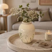 Vase en céramique peint à la main ARM LVG, motif fleurs sauvages, style Wabi-sabi vintage, vase minimaliste fait main, décoration de table, récipient.