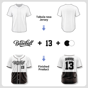 Kaus Olahraga Bisbol Sublimasi untuk Pria Seragam Bisbol Ukuran Besar Cetak Kaus Softball Hitam Putih Gaya Baru Wbq62 - Product Image 2