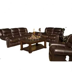 Frank Furniture Superior Quality Elegant Black Air Leather Reclining <b>Sofa</b> & Chair Set Top-Ranking <b>for</b> Living Room - Product Image 1