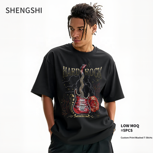 Camiseta para adultos Shengshi, lavado ácido, cuello redondo Regular, 320g, tendencias suaves personalizadas, funciona con logotipo personalizado, camiseta de compra, entrenamiento para hombres - Product Image 1