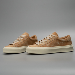 Nouvelles chaussures décontractées polyvalentes pour hommes en cuir véritable de buffle vieilli et délavé, couleur marron, style tendance - Product Image 3