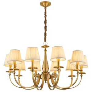 D60cm 6-lights Cloth Cover All <strong>Copper</strong> American Chandelier Creative Living Bedroom Rural Countryside Classic Brass Pendant <strong>Lamp</strong> - Product Image 6