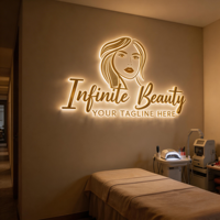 Enseigne de salon de beauté SPA et panneaux de réception, lettres en métal miroir doré, logo de marque 3D en lettres LED rétroéclairées pour entreprise