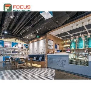 Mostrador de Servicio Iluminado para Cafetería, Acabado en Madera Laminada, Área de Servicio para Panadería, Mostrador de Servicio para Tienda - Product Image 5