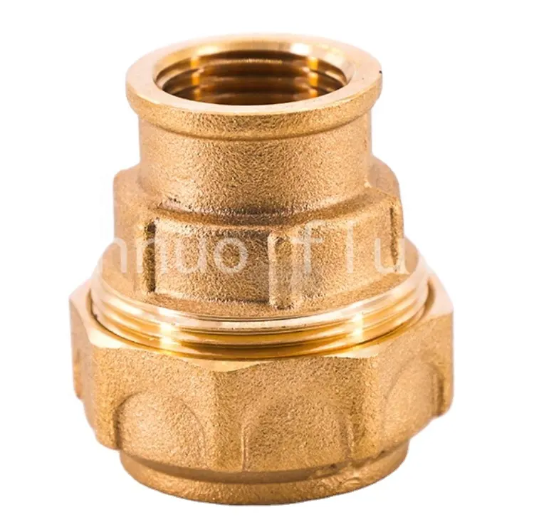 Pasar Spanyol Perempuan Threaded Lurus Coupler Coupling Kompresi Kuningan Tempa Pipa PE Fitting Konektor 20MM X1/2"