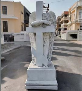 European Style Cemetery Memorial Outdoor Hand Carved Natural Marble Angel <strong>Statue</strong> Christ Tombstone Monument - Product Image 6