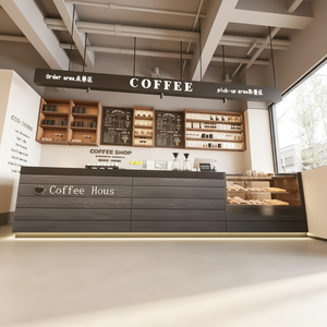Comptoirs de bar sur mesure pour cafés et espaces commerciaux, bois, acier inoxydable, couleur personnalisable, haute qualité, caisse enregistreuse - Product Image 3