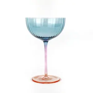 थोक 380ml बहु रंग क्रिस्टल चश्मा दौर शैम्पेन कूप कप कांच मिठाई कप