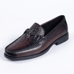 Mocasines de Cuero Genuino para Hombre, con Punta Cuadrada, Estampado Animal, Estilo Casual de Negocios, Hebilla Metálica, Suela de Goma Acolchada - Product Image 5