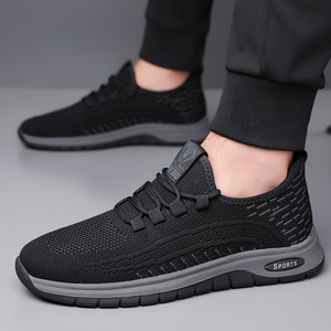 รองเท้าวิ่งตาข่ายระบายอากาศสำหรับผู้ชายสีดำสีเทารองเท้าผ้าใบกีฬาแบบผูกเชือกขนาดผู้ใหญ่ 40-45 - Product Image 2