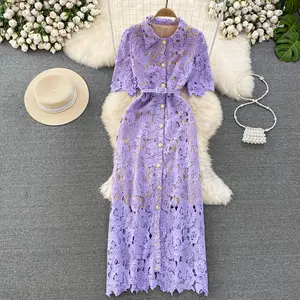 LY601. New 2023 Korean Stylish High Quality Solid Color Ladies Lace Dress Women Dresses Clothes Wholesale 5