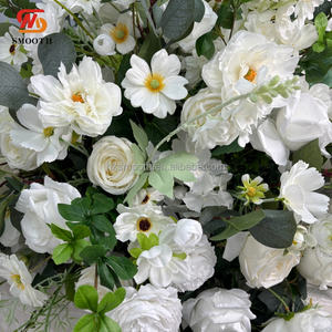 Boule de fleurs artificielle en soie blanche de luxe SMOOTH pour mariage, avec feuilles vertes, grandes décorations de centre de table et de table de mariage - Product Image 4