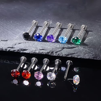 Tête de piercing CZ en titane ASTM F136 G23 à insertion sans filetage pour labret, tous types de piercings d'oreille, de lèvre et bijoux de piercing corporel