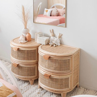 Table de chevet en rotin de style japonais, région nordique, vintage, minimaliste, petite armoire latérale, véritable mini armoire de rangement à double niveau