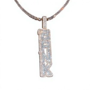 Colgante BANK LetteS de Cristal y Diamantes de Imitación, Plata 925, Aleación de Moissanita, Amuleto Hip Hop, Joyería Unisex para Regalo - Product Image 1