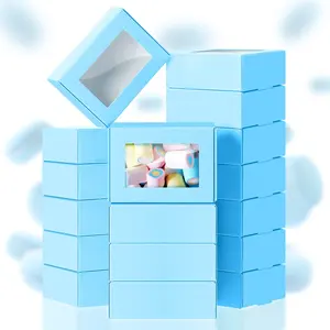 Best Choice Reliable Durable Present Packaging Candy Cookie Blue Mini Kraft Customized Paper Cake Box With Window