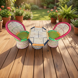 BS INTERNATIONAL - Juego de Taburetes Otomanos de Bambú, Último Modelo, Funda Extraíble de Cuero PU, Ligeros, Apilables, Diseño Moderno - Product Image 3