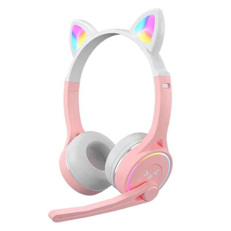 Couteurs auriculaires T30 cuffia cuffia orecchie di gatto cuffie senza mani per il gioco mobile in-ear pink cat ear cuffie