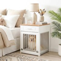 Table d'appoint moderne pour chien avec tiroir de rangement et porte rabattable en panneau de particules, multifonction pour salon, entrée, couloir