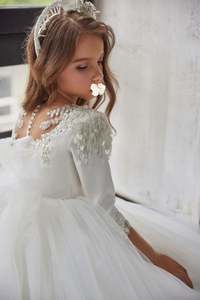 <span class=keywords><strong>Vestido</strong></span> <span class=keywords><strong>de</strong></span> fiesta <span class=keywords><strong>de</strong></span> flores para niñas, longitud hasta el suelo, <span class=keywords><strong>blanco</strong></span>, <span class=keywords><strong>de</strong></span> comunión - Product Image 6