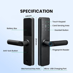 กุญแจล็อคประตูอัจฉริยะ Auvinx Tuya WiFi TTLock แบบสแกนลายนิ้วมือ พร้อมระบบควบคุมผ่านแอพพลิเคชั่น รหัสผ่าน และการ์ด สำหรับอพาร์ทเมนต์และประตูไม้ - Product Image 3