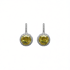 Orecchini Pendenti Pilari in Citrino, Argento 925 con Incastonatura a Castone, Classici per l'Uso Quotidiano Femminile - Product Image 1