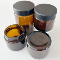 Emballage cosmétique à l'épreuve des enfants, pots en verre ambré brun avec couvercle en plastique noir