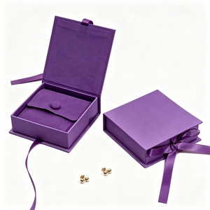 Custom Printed Earring Flip Lid Box with Ribbon Wholesale Jewelry Packaging Case Velvet Pouch For Earrings Retail Packaging - Product Image 2