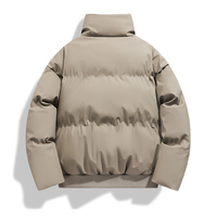 Blouson Bomber d'Hiver Épais Style Streetwear Zippé Brodé Col Montant Ample 100% Polyester Manteau Chaud Rembourré pour Homme