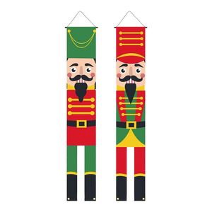 Classic <b>Nutcracker</b> <b>Christmas</b> Hanging Door <b>Decor</b> Set Red & Gold Theme 30*180cm Long Rectangle Polyester Fabric + Sturdy PVC Rod - Product Image 1