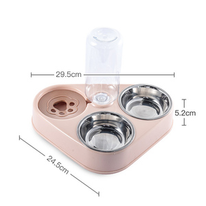 Cuenco doble para mascotas, sin derrames, cuenco de agua para perros y gatos, sin boca húmeda, barba húmeda, bebida automática para evitar derrames, comida para perros y gatos, cuenco para mascotas - Product Image 5