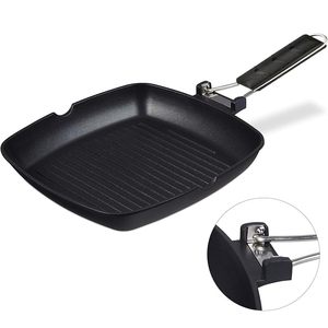 <b>Square</b> Aluminium Grill Pan 26x26cm Non-Stick Folding Handle For Induction Hob - Product Image 5