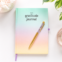 Carnet de Gratitude Quotidienne à Couverture Rigide, Couverture Dégradée Arc-en-ciel Pastel, Stylo Améthyste Cristal, Coffret Cadeau, Fabrication OEM ODM en Gros