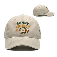 Cappello da Baseball Vintage in Cotone Lavato Effetto Invecchiato con Ricamo a Cartone Animato a Forma di Toast, Morbido e Non Strutturato, Ideale per l'Uso Quotidiano Casual