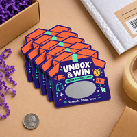 Carte promotionnelle à gratter et gagner de haute qualité, personnalisable en forme et taille, avec logo, impression sérigraphique écologique, pour récompenses instantanées