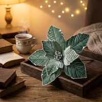 Fleurs de Noël tendance en velours réaliste avec paillettes, grandes et imperméables, longue durée, 2026