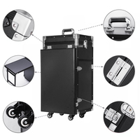 Valise de transport cosmétique en aluminium durable et élégante avec couvercle et poignée souple pour l'organisation des vernis à ongles et comme table de maquillage