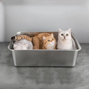 Vente en gros en acier inoxydable grand <span class=keywords><strong>bac</strong></span> <span class=keywords><strong>à</strong></span> litière pour chat Kitty chat boîte de toilette <span class=keywords><strong>bac</strong></span> <span class=keywords><strong>à</strong></span> <span class=keywords><strong>sable</strong></span> produits propres pour chats - Product Image 6