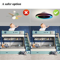 Ventilateur de plafond LED moderne en acrylique, profil bas, moteur DC, télécommande, 6 vitesses de vent, éclairage intelligent RGB, salon, CRI élevé