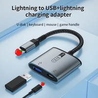 Adaptor USB OTG 2 in 1 baru 2023, Kabel Lighting ke USB 3.0 OTG, Konverter Mouse Keyboard dengan Port Pengisian Daya untuk iPhone iPad
