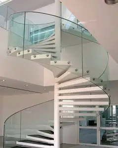 ファッション外観ラウンドスパイラル階段屋内アパート省スペースガラス手すりスパイラル階段