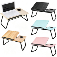 Bureau d'ordinateur portable pliable avec plateau inclinable réglable et porte-gobelet, table d'étude portable pour dortoir et chambre