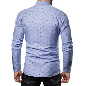 OEM Slim Custom camicia da uomo Social Men Dress camicie abbigliamento camicie a quadri stampate a pois per uomo Logo personalizzato completo tessuto - Product Image 4