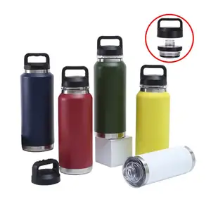 Botol air mulut lebar Tumbler pendingin logam 18Oz 36Oz 64 Oz terisolasi vakum dengan tutup Pilin Off tahan lama dengan tutup pegas