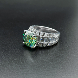 Luxury Premium S925 Sterling <strong>Silver</strong> Big Vvs D Color 5 Carats pink <strong>Emerald</strong> Moissanite <strong>Ring</strong> for Women Wedding Band - Product Image 5