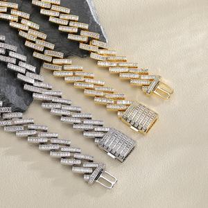 OUGEPHELI 17mm Hip Hop Iced Out Rectángulo CZ Zircon Collar De Cadena Cubana Eslabones Cubano Collar Miami Cuban Link Chain - Product Image 3