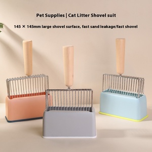 Pelle à <span class=keywords><strong>litière</strong></span> pour chat <span class=keywords><strong>en</strong></span> acier inoxydable multicolores et durable, manche <span class=keywords><strong>en</strong></span> <span class=keywords><strong>bois</strong></span>, pelle profonde pour un tamisage rapide et portable - Product Image 3