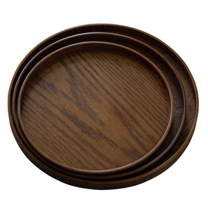 Wooden Serving <b>Tray</b> Round Oval Solid Color Elegant For Tea Dessert Snack Breakfast Hotel Coffee Use - Product Image 5
